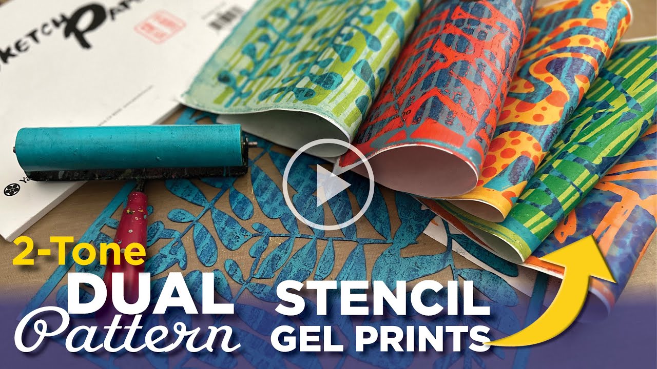 Two-Tone Dual Pattern Technique–Stencils on Your Gel Plate–Tutorial Tidbits