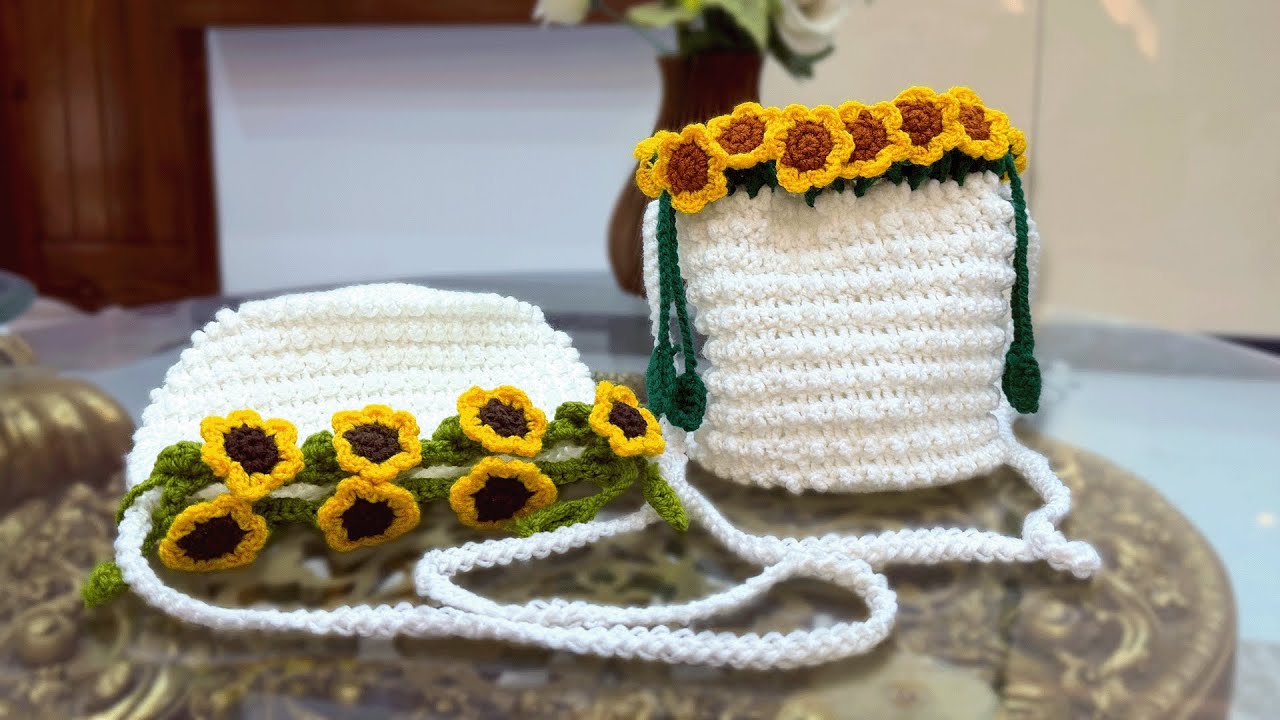 DIY Sunflower Drawstring Bag 🌻 | Crochet for Beginners
