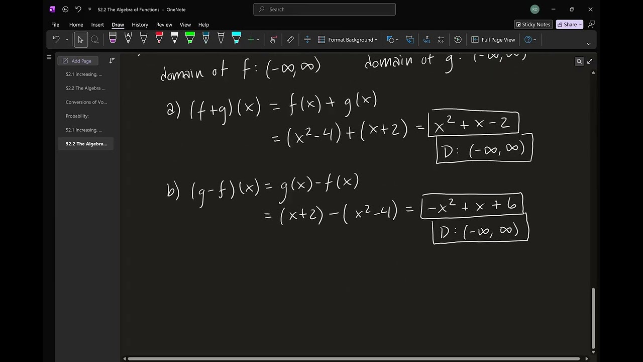 2_2 The Algebra of Functions