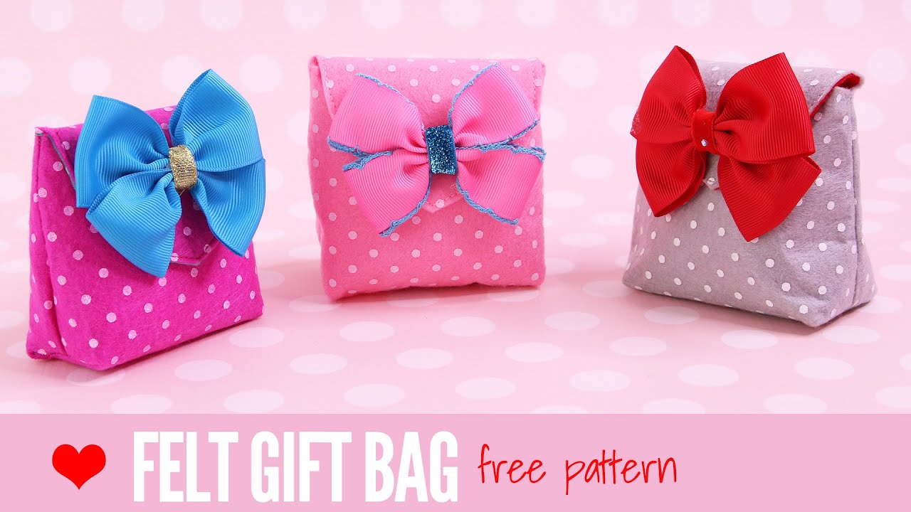 How to Make a Gift Bag, DIY Small Gift Bags, Felt Crafts, Easy with a free template