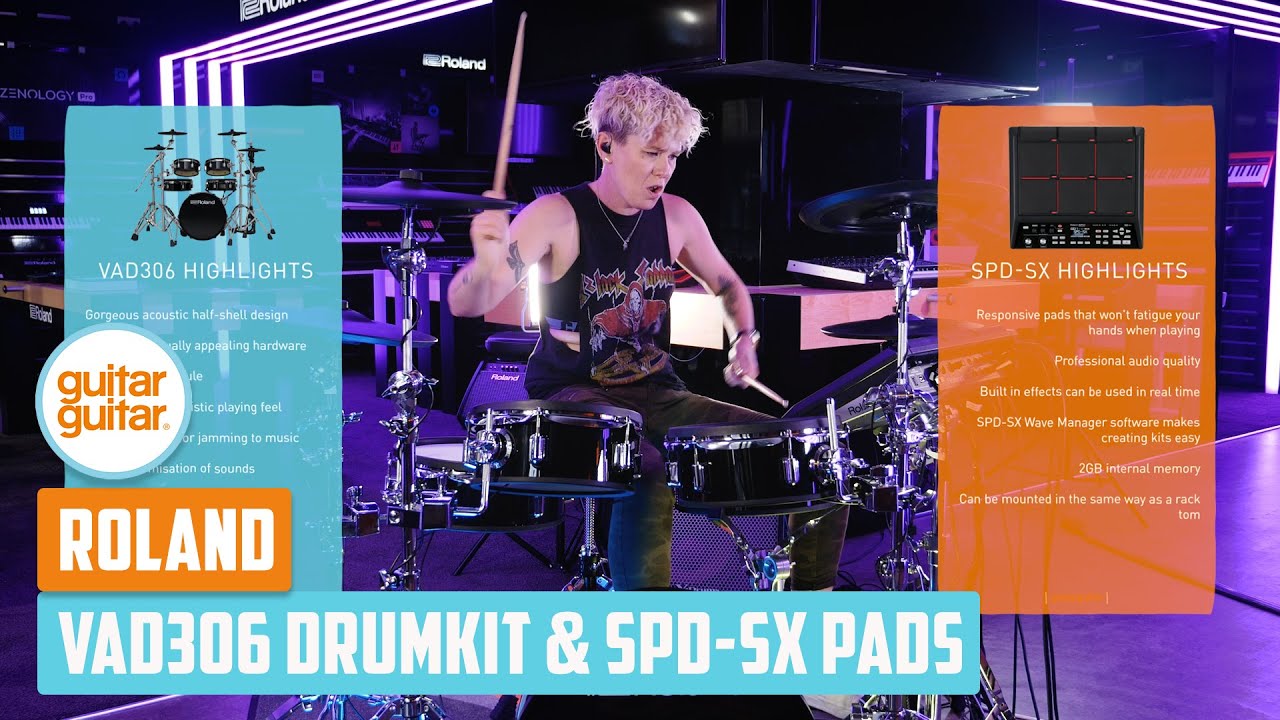 Pro Drummer Cat Myers demos Roland VAD306 Drumkit & SPD SX Pads
