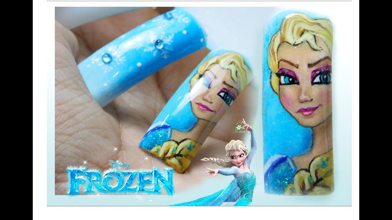 Nail art Frozen Elsa ( Speed Nail art ) ❤﻿