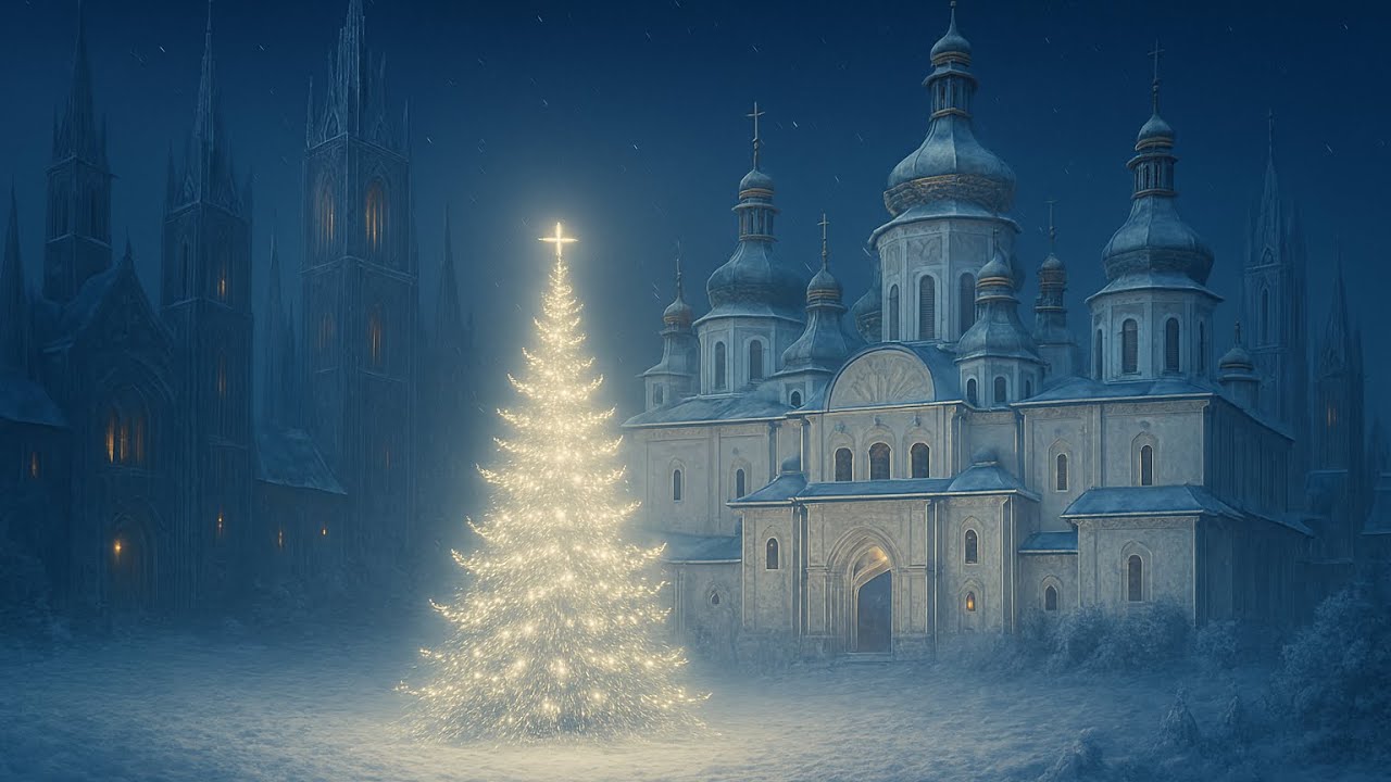 Christmas ❄️🎄Kyiv Cathedral❄️🎄💫❄️✨❄️ancient gothic style snowy art ❄️🎄❄️🎄✨❄️❄️winter ambience ❄️⛄️