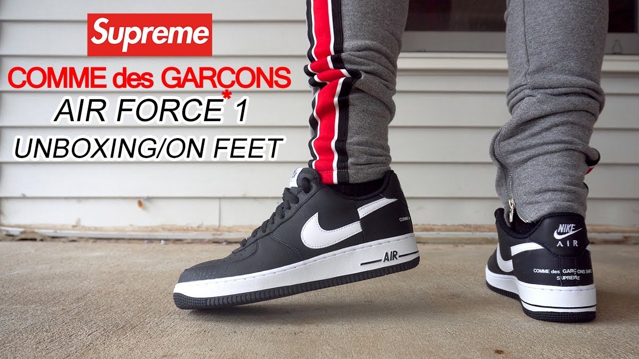 SUPREME X COMME des GARÇONS AIR FORCE 1 UNBOXING + ON FEET