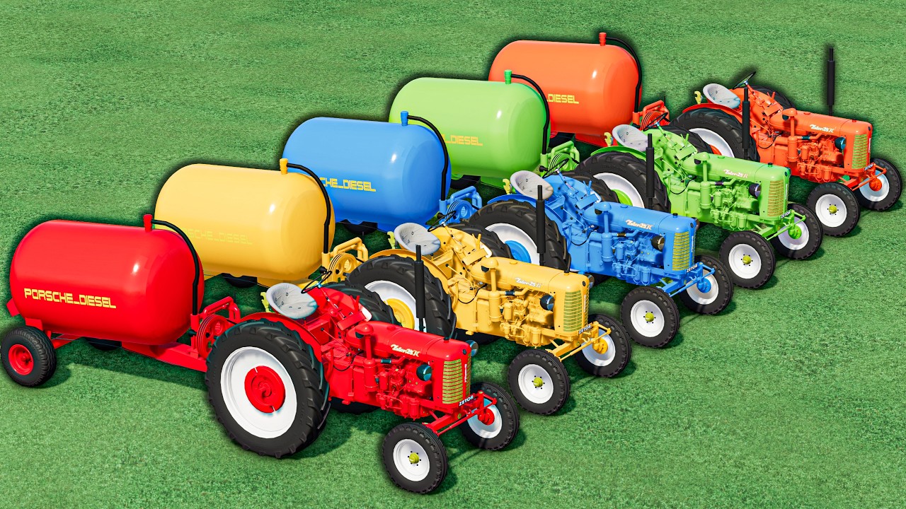 TRANSPORTING All Colors mini Zetor TRACTORS to SLURRY TANKER | with Trucks ! Farming Simulator 22