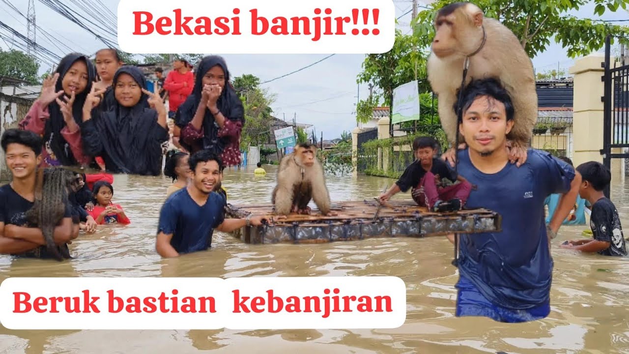 Banjir di kota Bekasi dibulan Ramadhan!!! Beruk bastian malah banjir-banjiran!!!