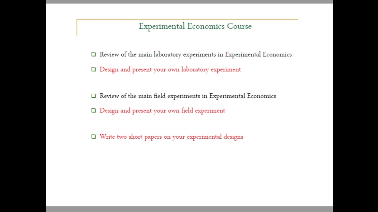 Course of Experimental Economics