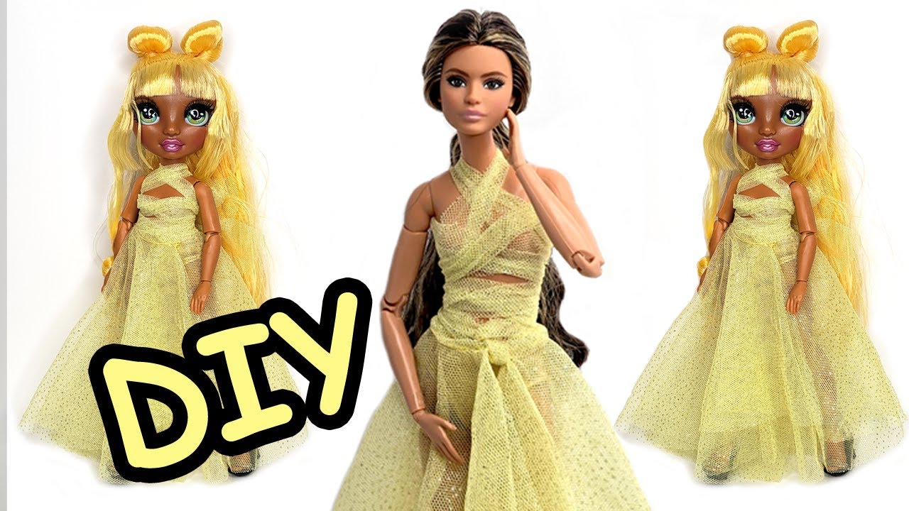 How To Make A Gorgeous Doll Long Dress  (Fits Barbie And Rainbow High Dolls!)