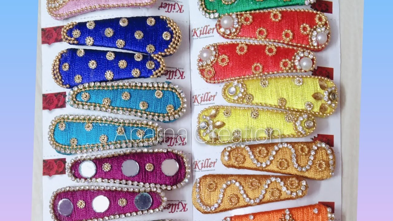Silk Thread Hair Clips// Hair Clips 10 colours Silk Threads // Aparna Creation