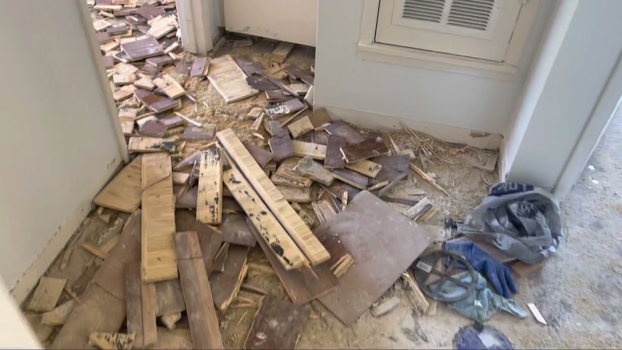 How to demo glued down wood flooring