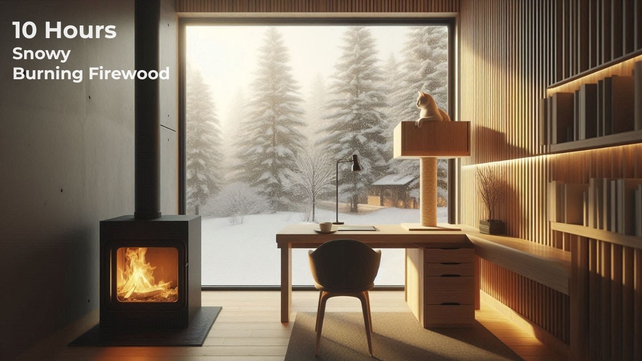 Cozy Snow Forest Fireplace Ambience 10 Hours | Deep Sleep & Relax
