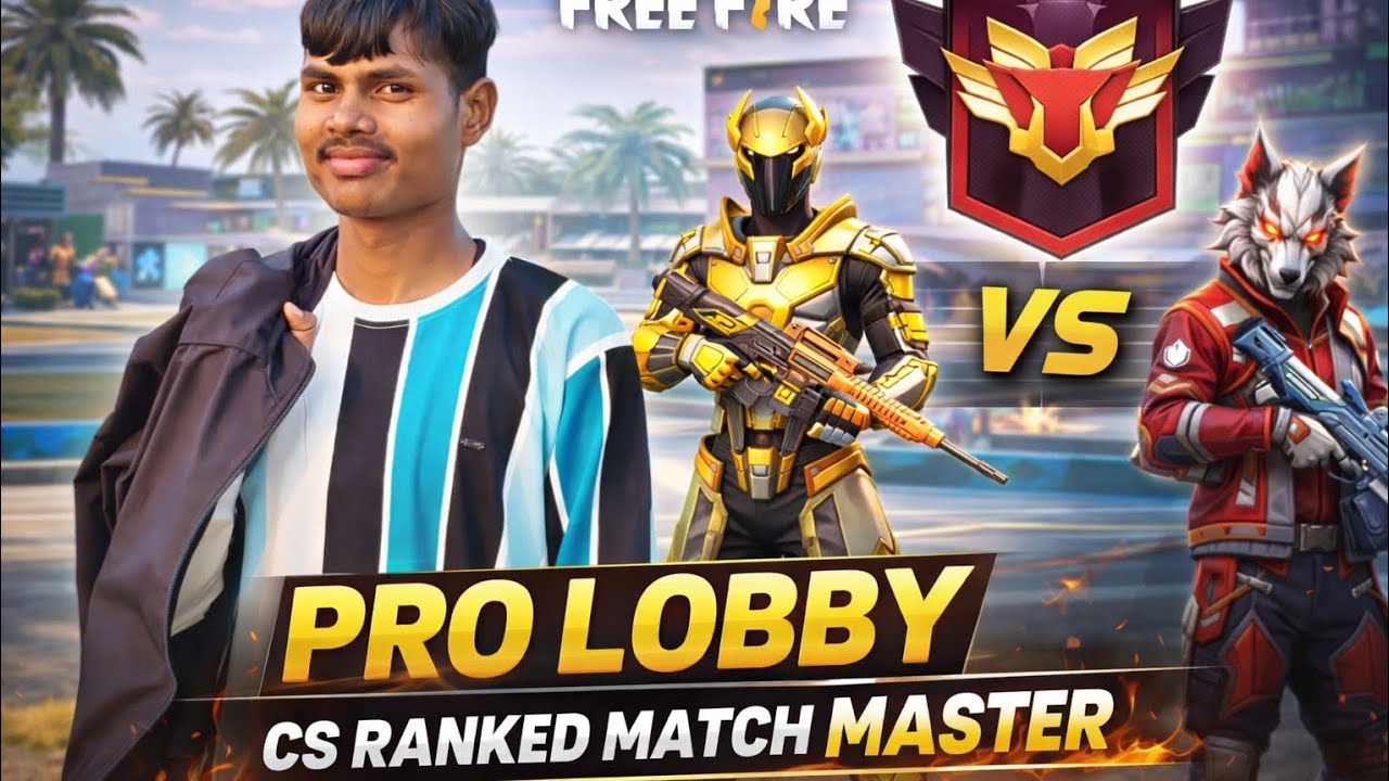  PRO LOBBY 🔥 CS RANKED MASTER GAMEPLAY 😱 | 1 v 4 CLUTCH + INSANE HEADSHOTS | Free Fire
