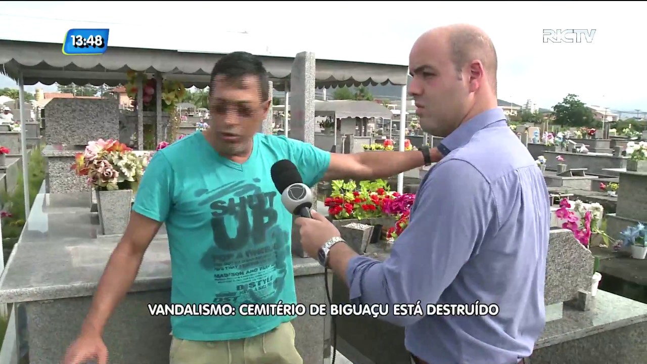 Vandalismo: cemitério de Biguaçu está destruído