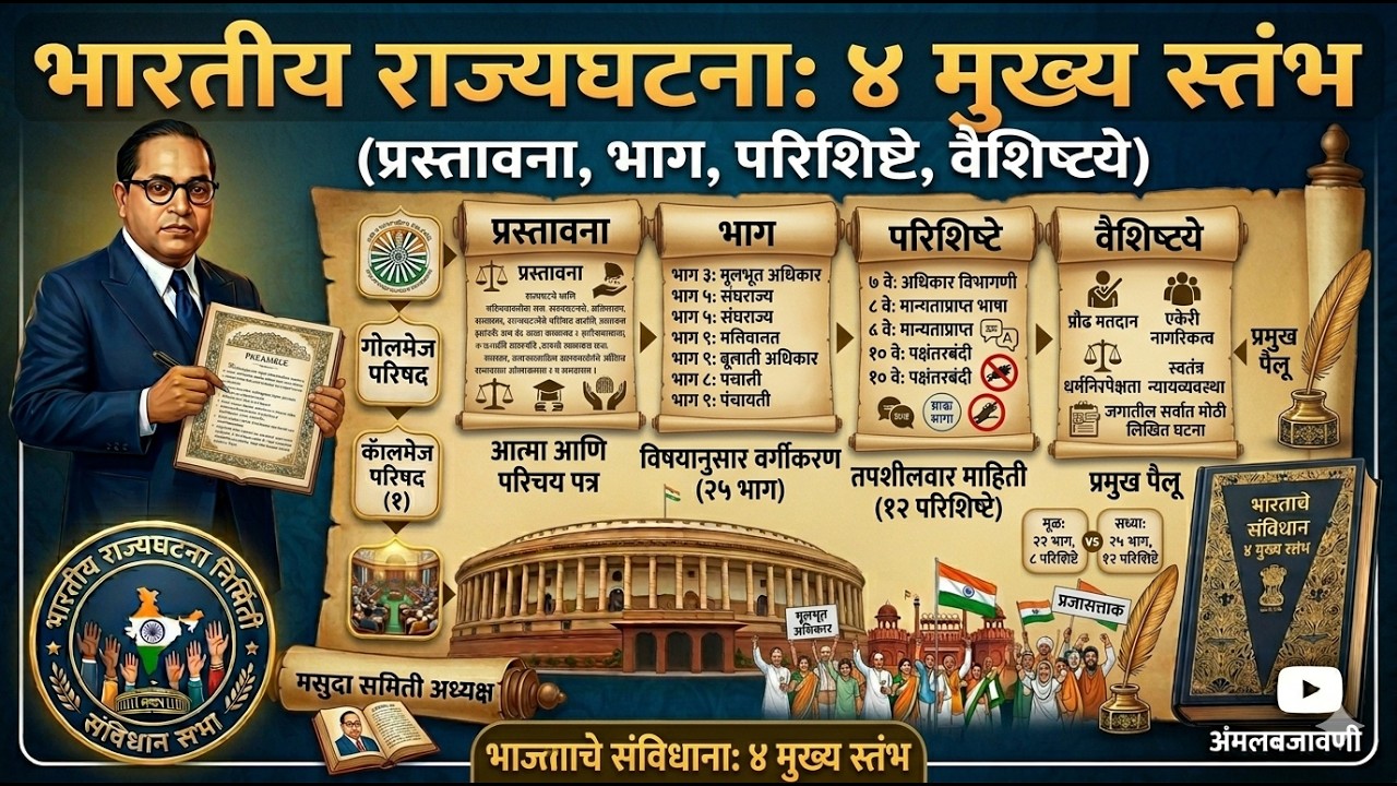 राज्यघटना | राज्यघटनेची भाग , परिशिष्टे, वैशिष्ट्ये | Polity | Indian Constitution | Police Bharti