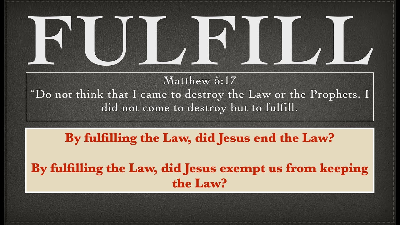 FULFILL - Did Jesus end the Mosaic Law when He fulfilled it? A House Church discussion.