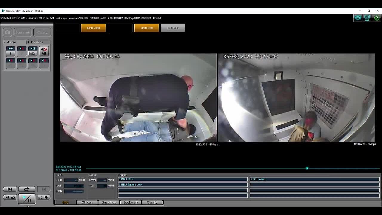 Video from inside the police transport van where a Florida man ended up paralyzed