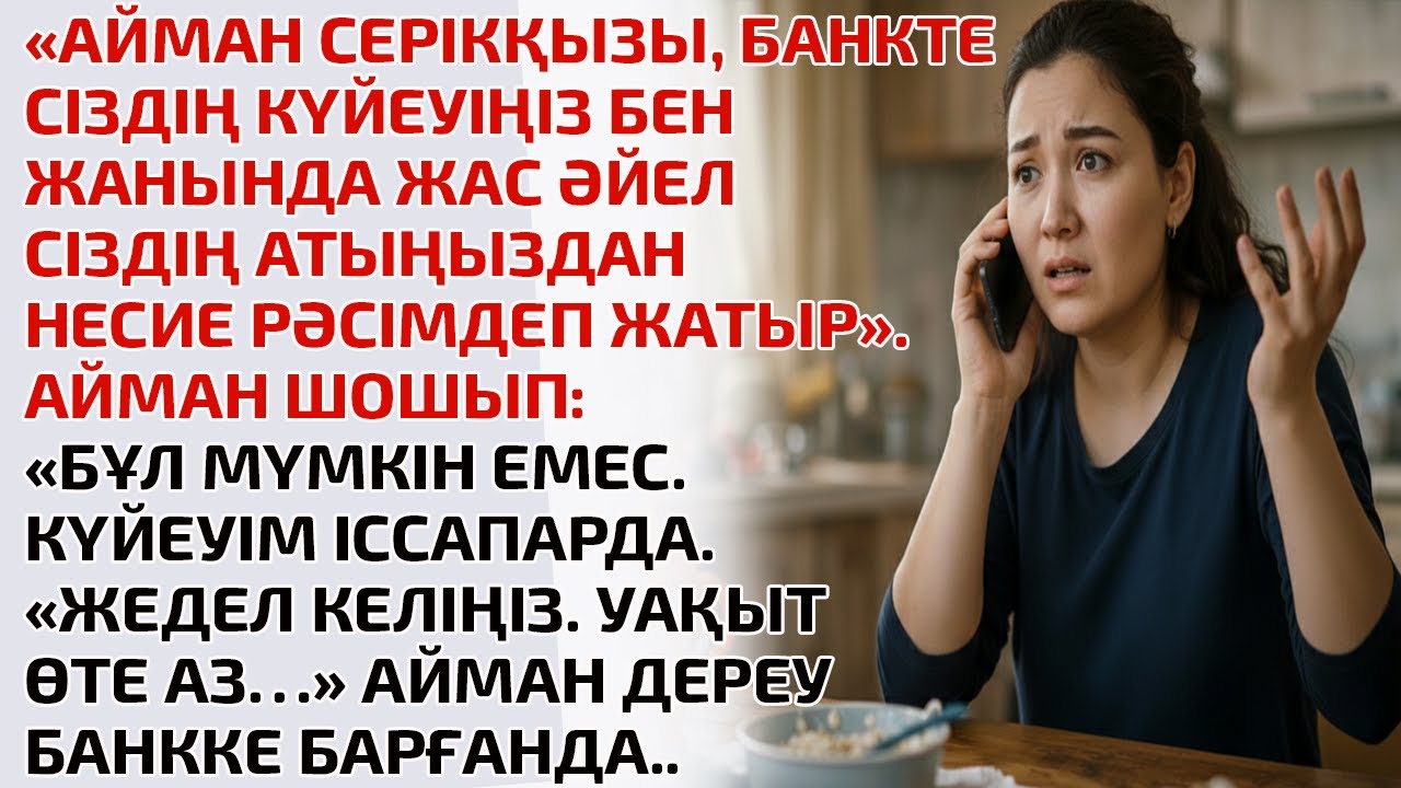 «АЙМАН СЕРІКҚЫЗЫ, БАНКТЕСІЗДІҢ КҮЙЕУІҢІЗ БЕН ЖАНЫНДА ЖАС ӘЙЕЛ СІЗДІҢ АТЫҢЫЗДАН НЕСИЕ РӘСІМДЕП ЖАТЫР»