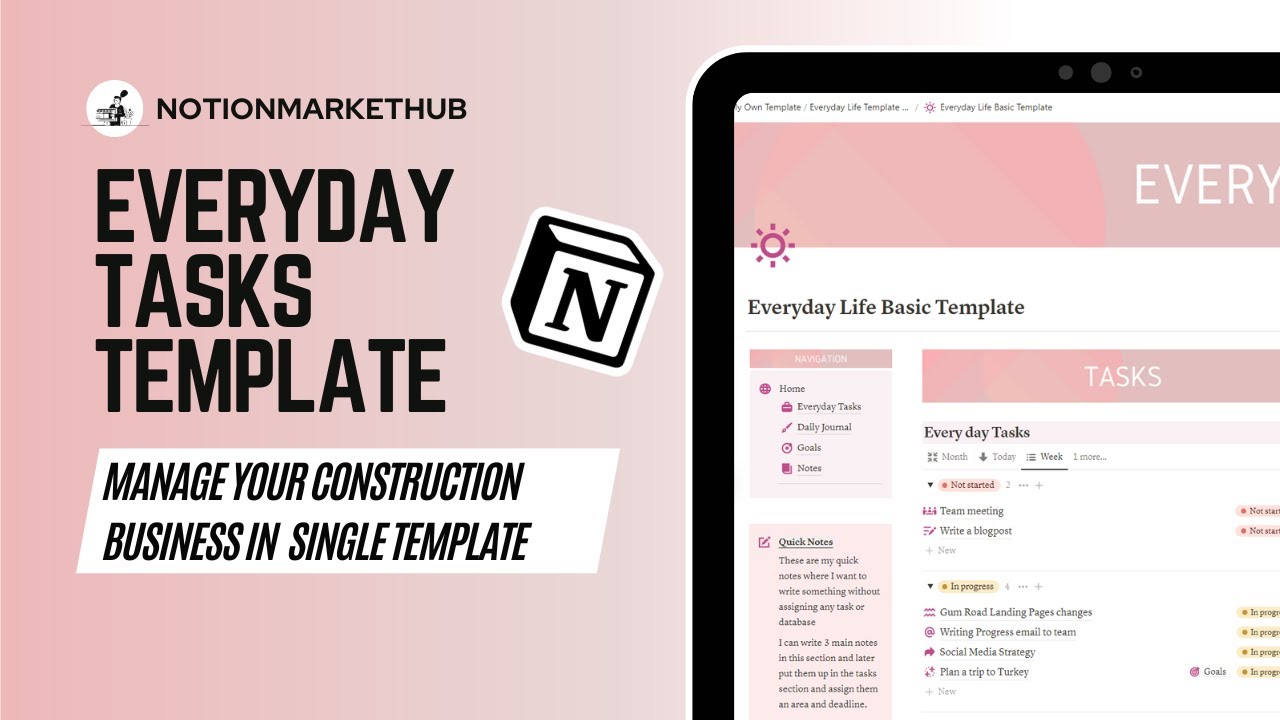 Notion Template for Everyday Tasks