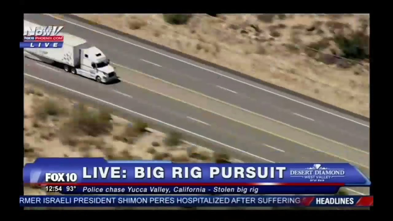 Police chase stolen Big Rig with Benny Hill Theme