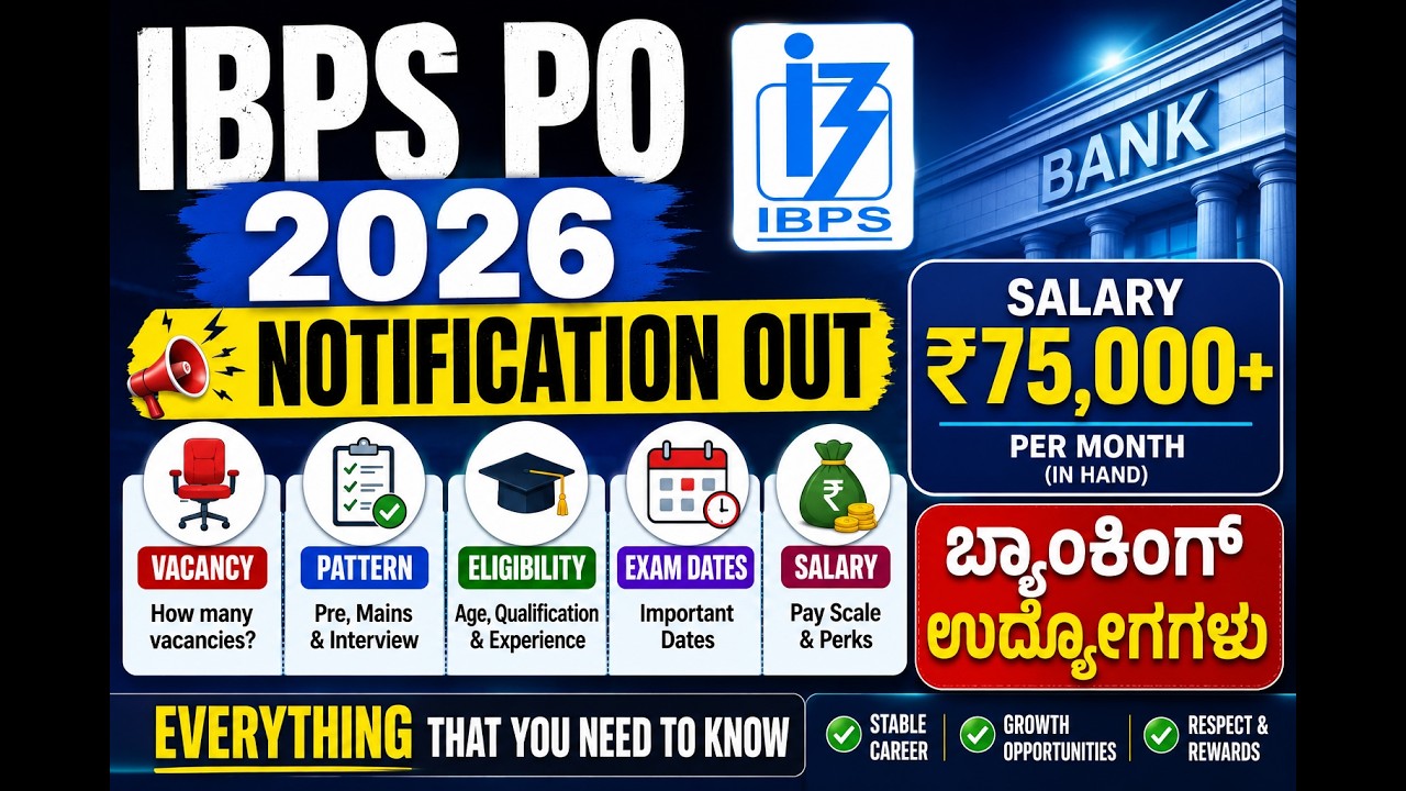 ibps po 2026 notification Out | IBPS PO Notification Complete Details In Kannada