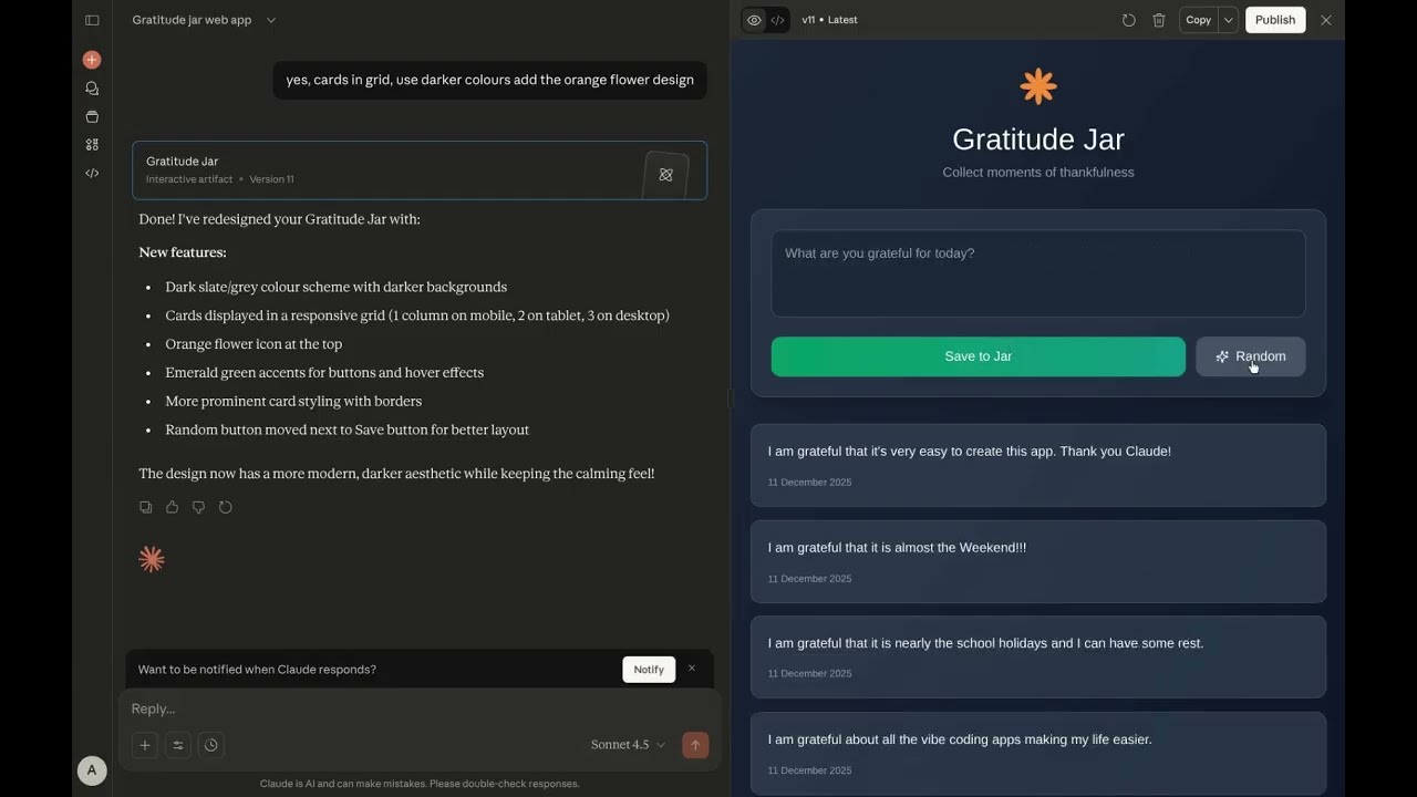 Build a Digital Gratitude Jar in 10 Minutes with Claude Artifacts (No-Code AI)