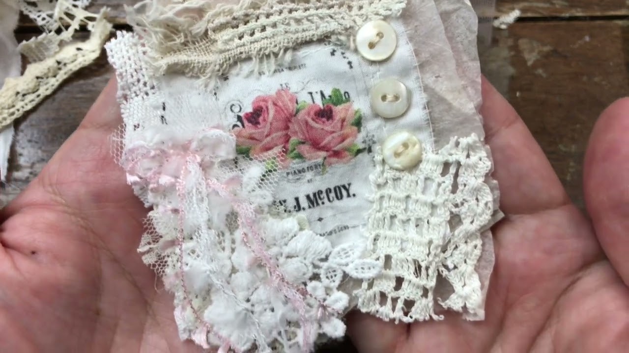 Creating some fabric clusters with scraps for your junk journal decorations