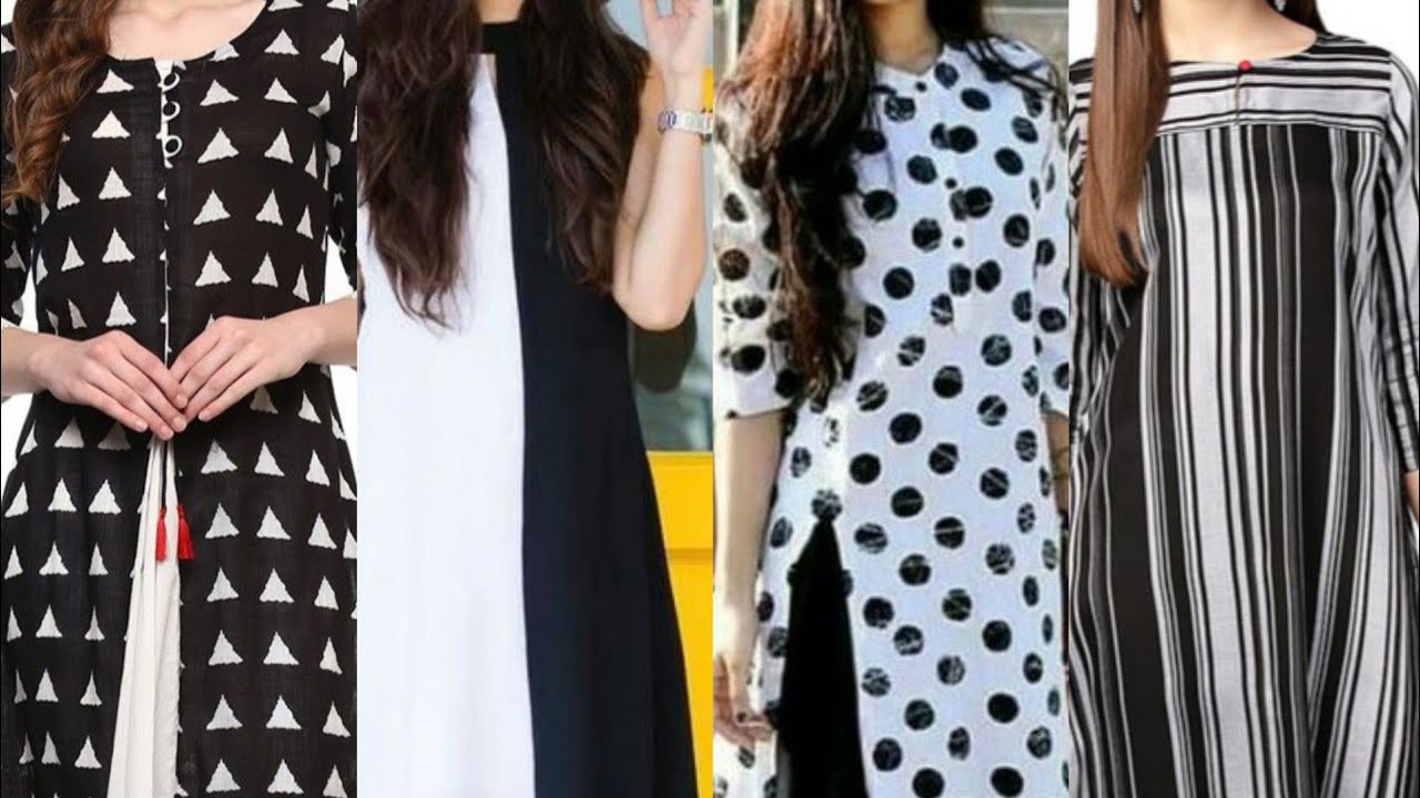 Black And White Combination Top Design || HamuzTrendz || #black #white #combination #Kurti