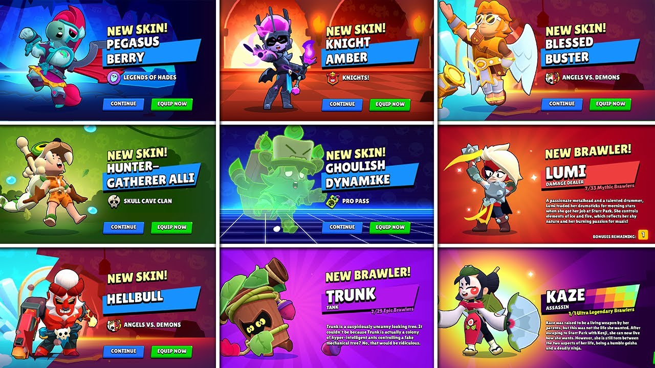 All 94 Brawlers + All Skins & Pins Unlock Animation in Brawl Stars
