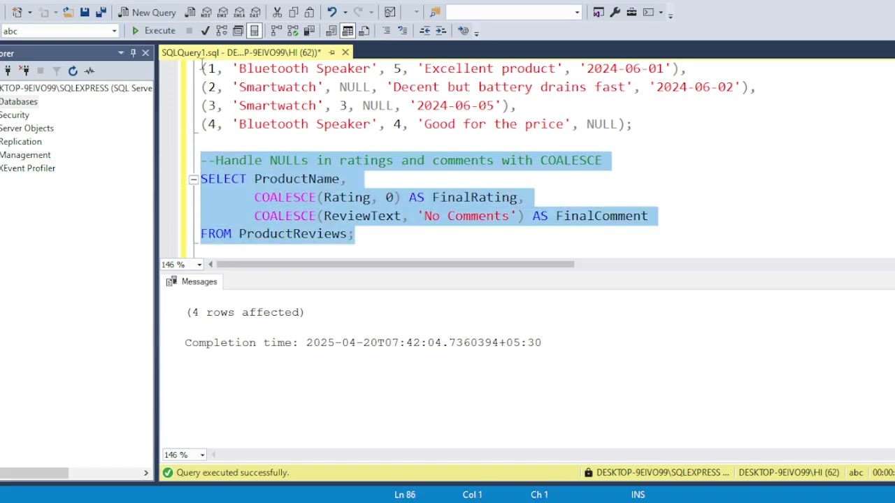 Analyze Product Reviews in SQL Server: Handle NULLs, Categorize Feedback & Catch Incomplete Data!