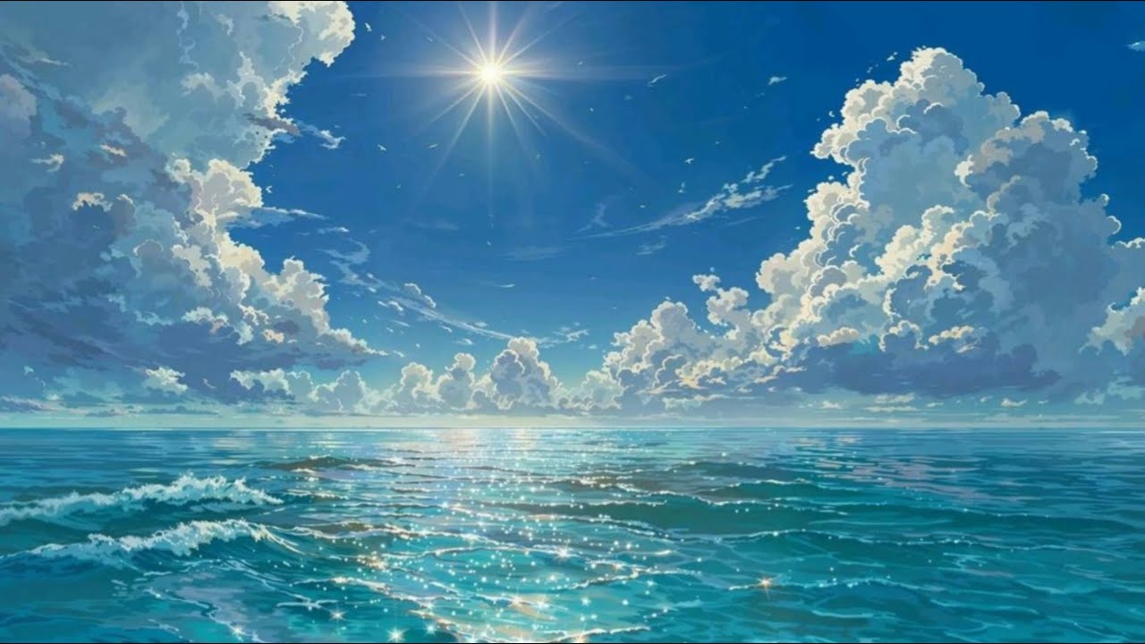Beautiful sunshine In The Middle Of The Ocean TV Wallpaper Background