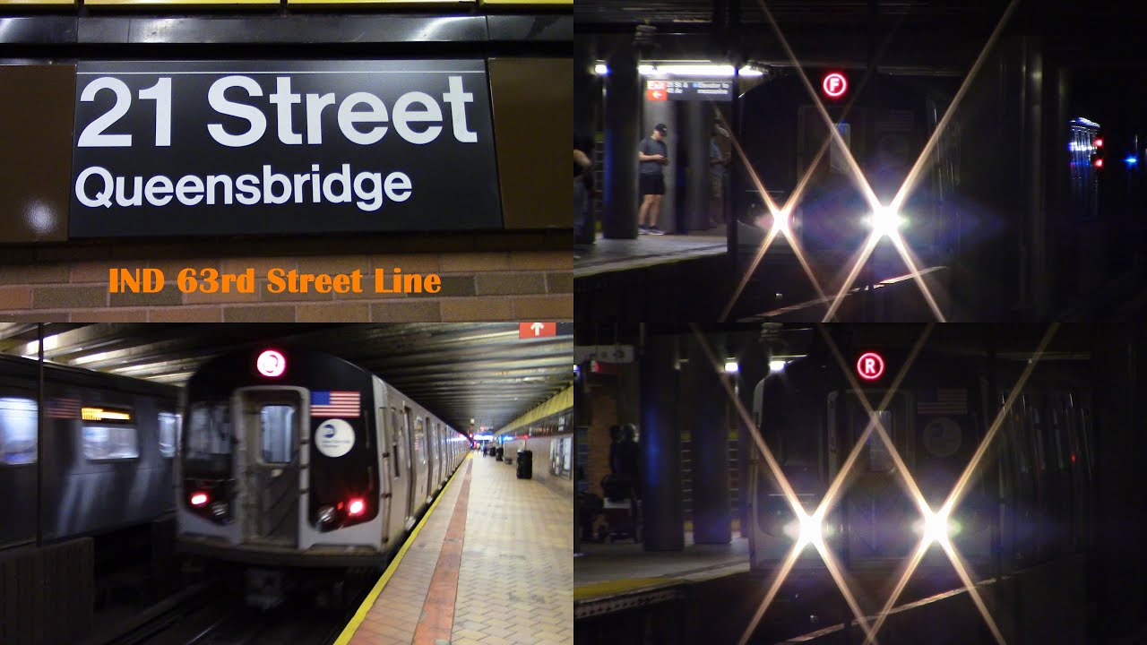 IND 63rd Street Line: (F) (R) Trains at 21 St-Queensbridge [R160A, R160B] - NYC Subway