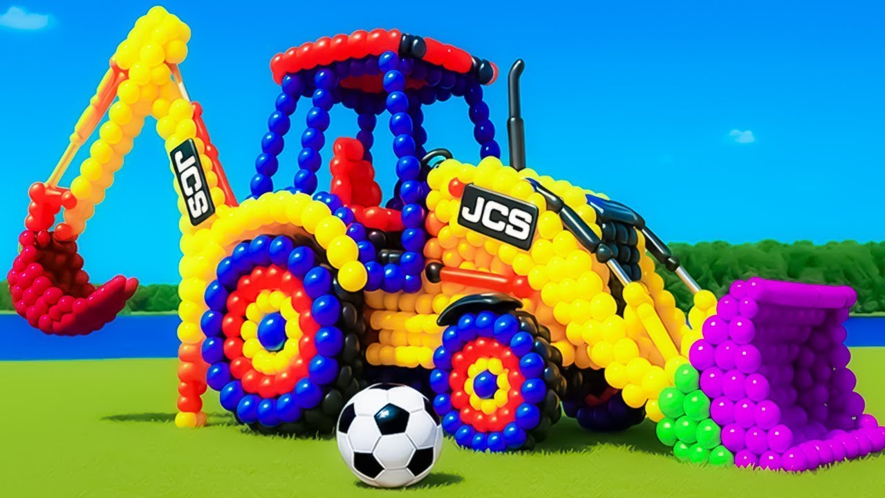 The mascot vibrato assistant JCB and Tractor placed on the football field is popular, co produced