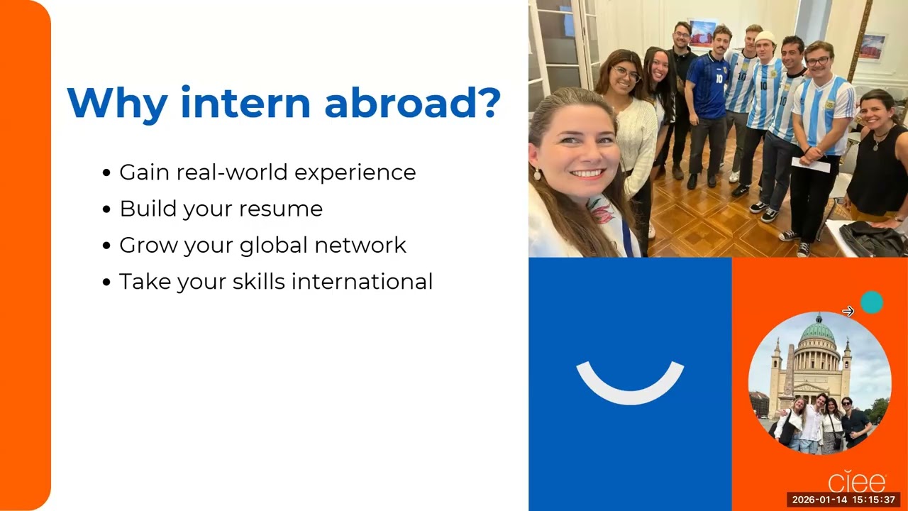 Summer International Internships w/ CIEE Info Session 1/14/26