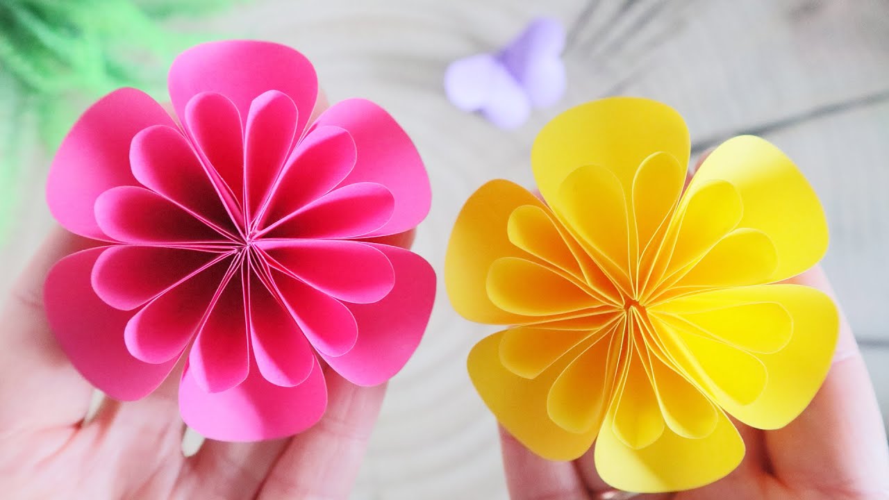 🌺 Origami Flowers of paper circles ○ DIY ○ Fast and easy