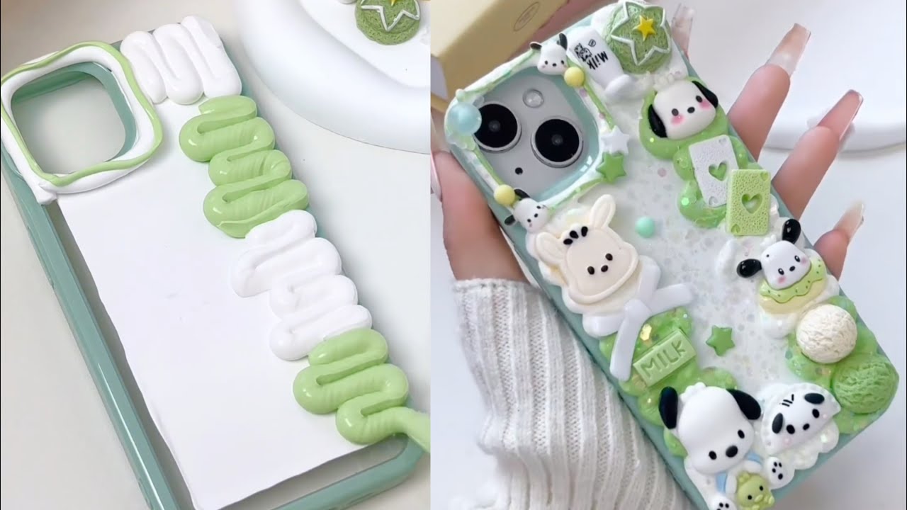 ASMR DIY Phone Case | Decoden Pochacco Phone Case 💚💚