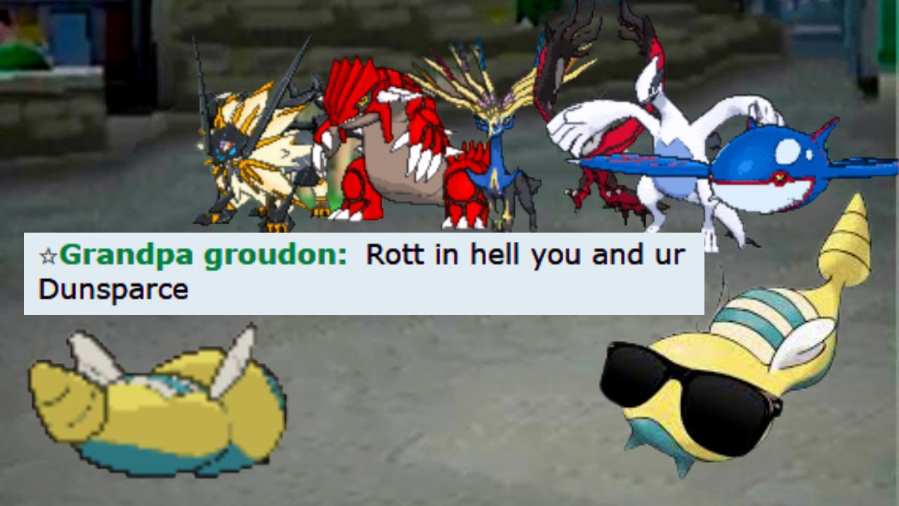 TOXIC LEGENDARY SPAMMER cries SALTY TEARS after losing to DUNSPARCE on POKEMON SHOWDOWN.