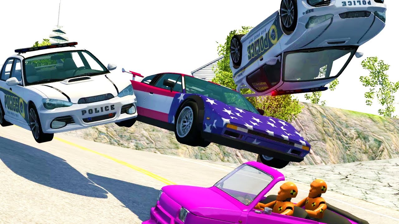 WILDEST DOWNHILL HIGH SPEED POLICE CHASES AND EJECTIONS! - BeamNG Drive Crash Test Compilation