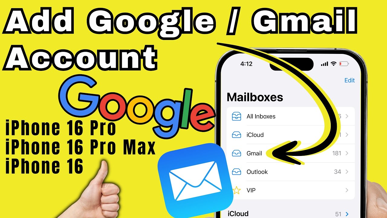 How to Add a Google/Gmail Account to Mail App on iPhone 16 Pro, 16 Pro Max (iOS 26)