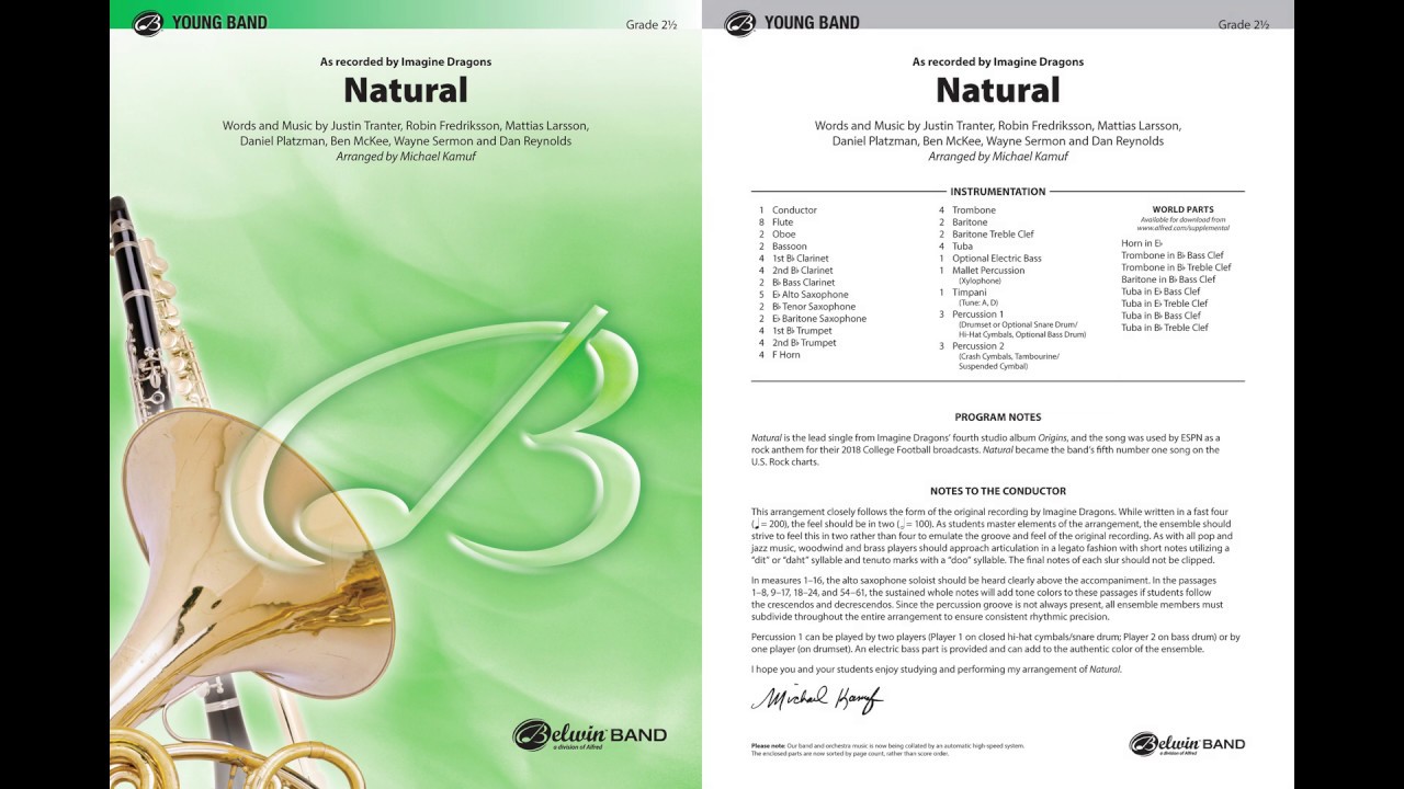 Natural, arr. Michael Kamuf -- Score & Sound