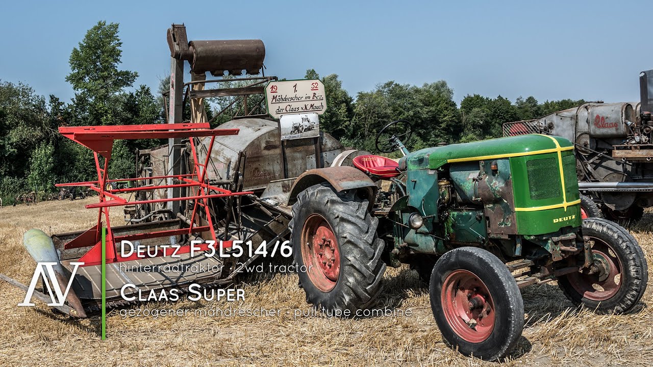 Deutz F3L514/6 + Claas Super - Weizendrusch · wheat harvest