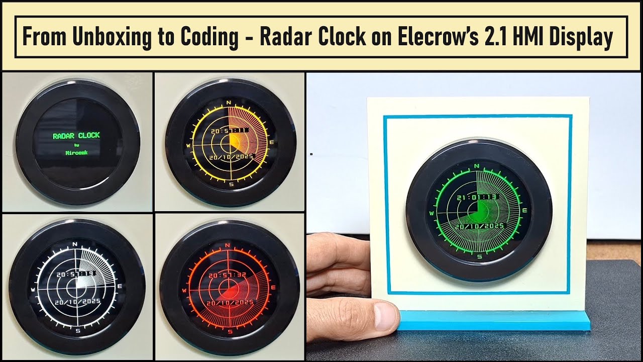 From Unboxing to Coding -  Radar Clock on Elecrow’s 2 1 HMI Display
