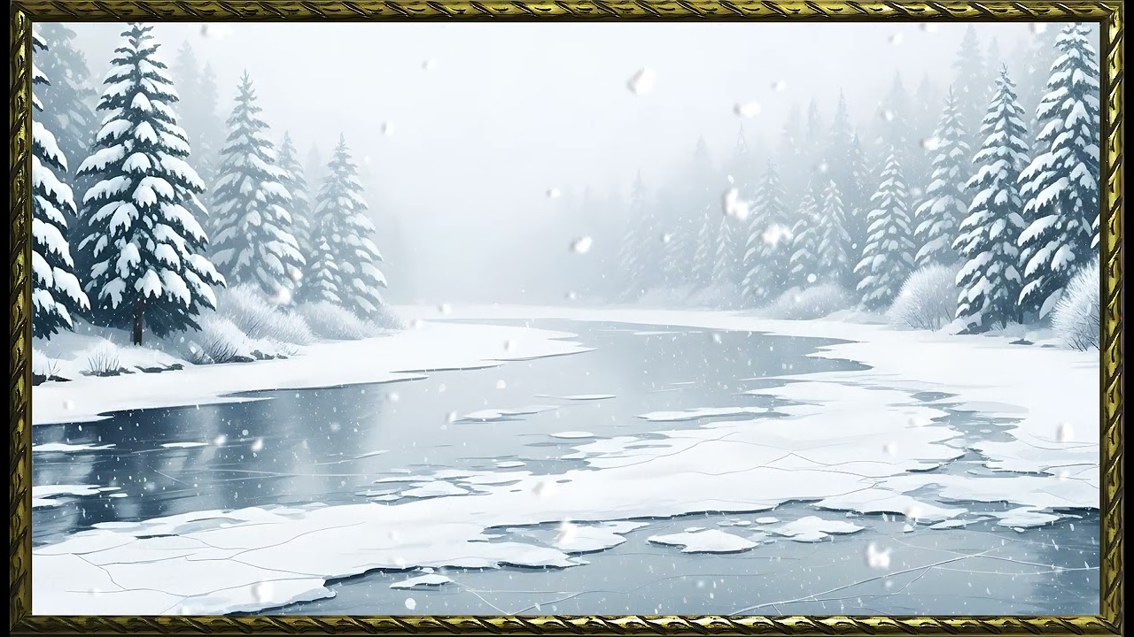 Vintage Silent Snowfield Reverie Painting | Gold Frame TV Art | Art Screensaver for TV | Wall Art