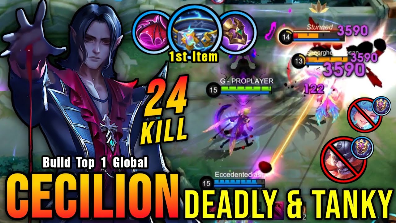 Deadly & Tanky!! Real Monster Midlane Cecilion Insane 24 Kills - Build Top 1 Global Cecilion ~ MLBB