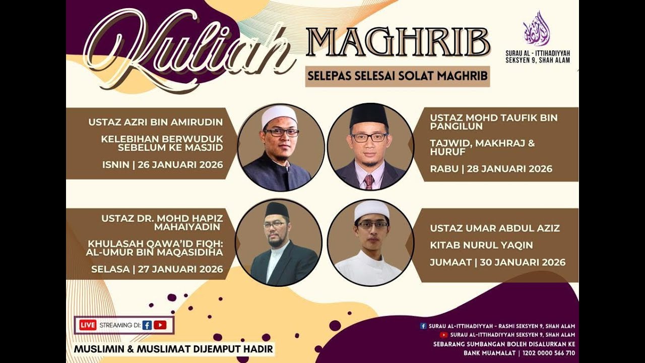 LiVe @alittihadiyyah KULIAH MAGHRIB | 27 JANUARI 2026  | 09 SYA'BAN 1447