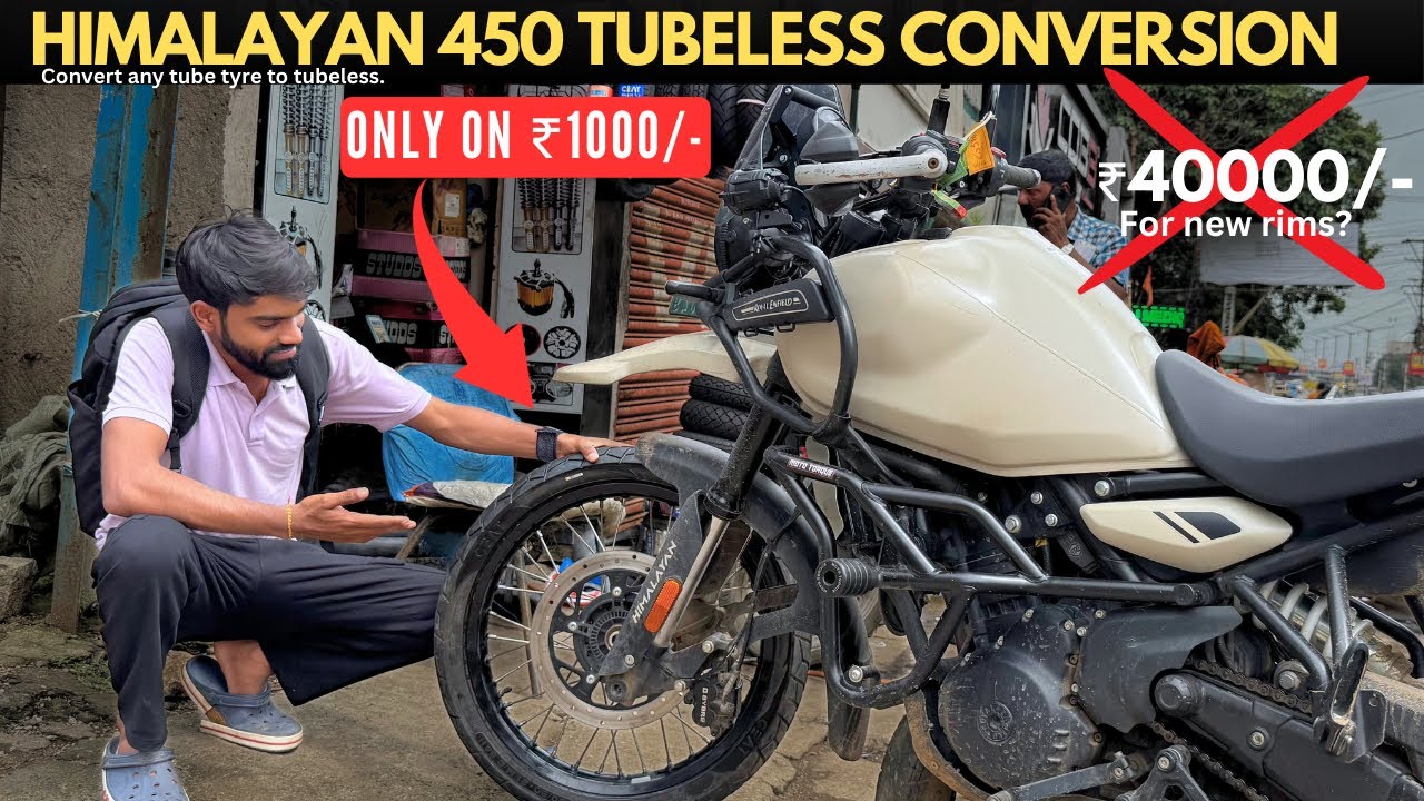 HIMALAYAN 450 TUBELESS CONVERSION ONLY ON ₹1000/- | CONVERT ANY BIKE TUBED TYRE TO TUBLESS🤩
