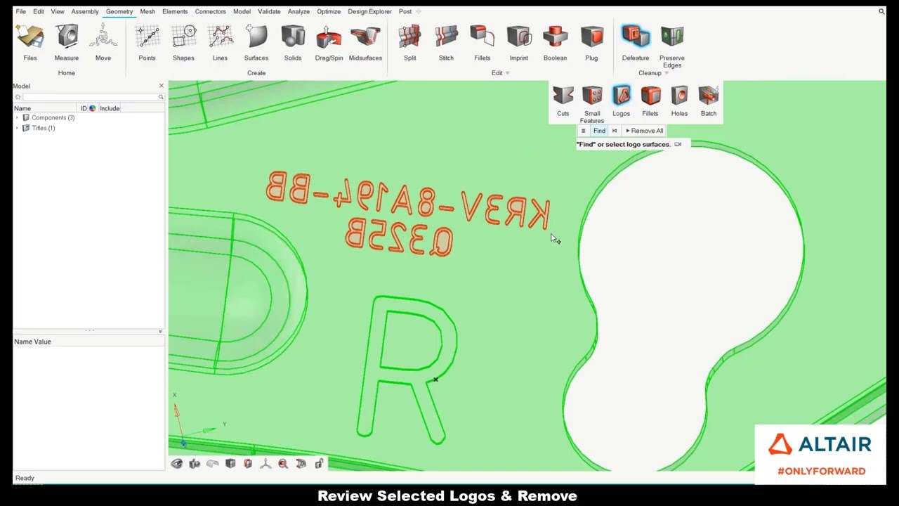 HyperWorks 2021: Geometry Cleanup, Logo Removal