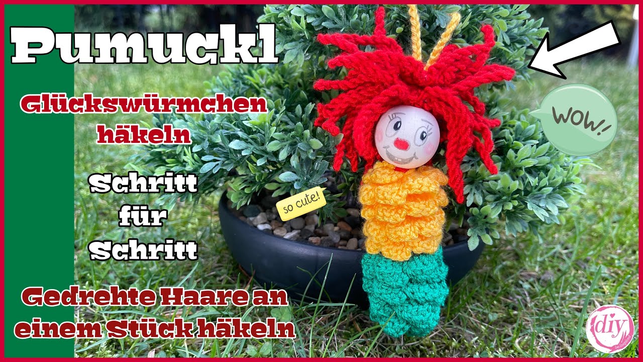 Pumuckl Glückswürmchen häkeln | Schritt für Schritt | Haare häkeln an einem Stück | Kobold | Clown