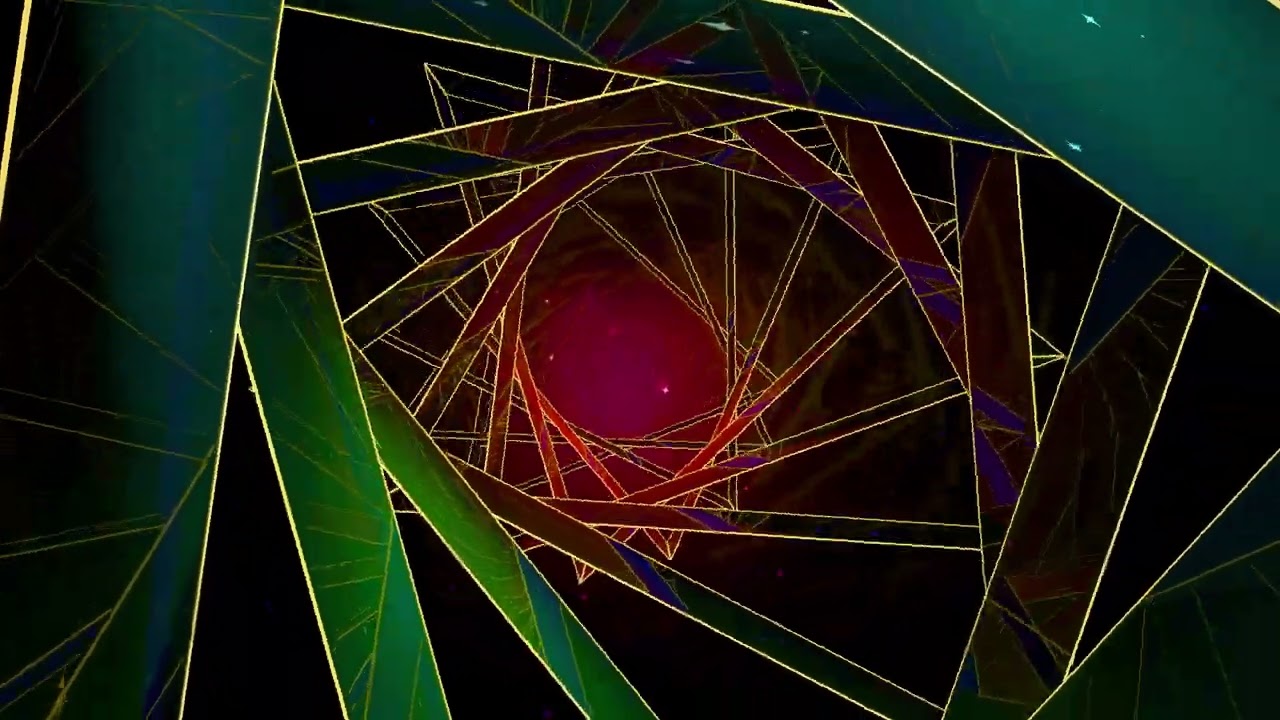 Reflective rotating triangles with morphing stars material - 4k Wallpaper loop