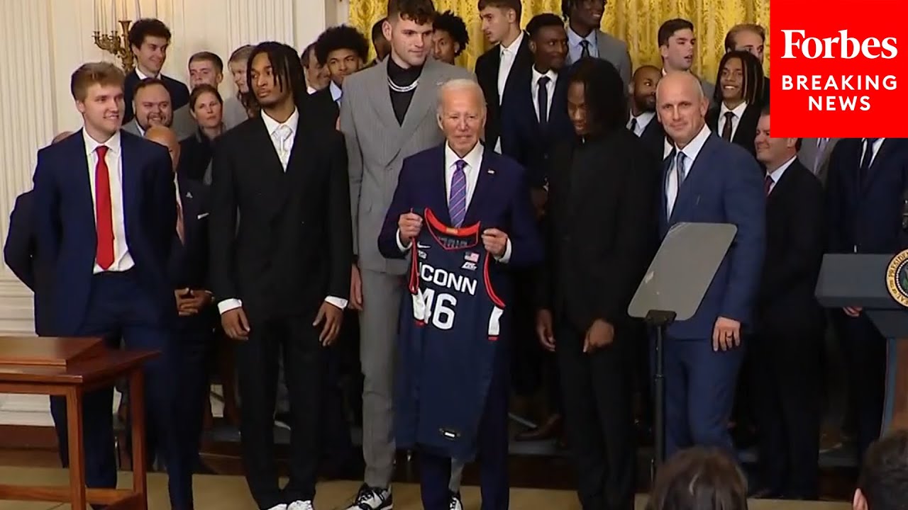 President Biden Hosts UConn Men's Basketball Team To Celebrate Their National Championship Season
