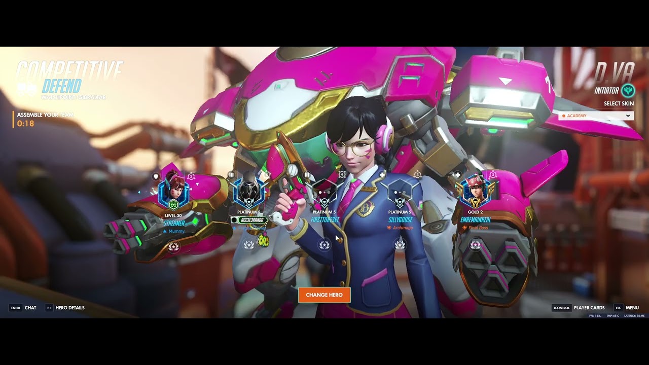 Free Gameplay - Overwatch D.VA Diamond Ranked - Domination